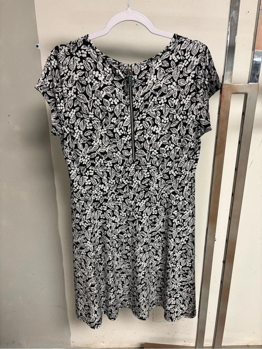 Michael Kors Black and White Floral Fit-and-Flare Dress